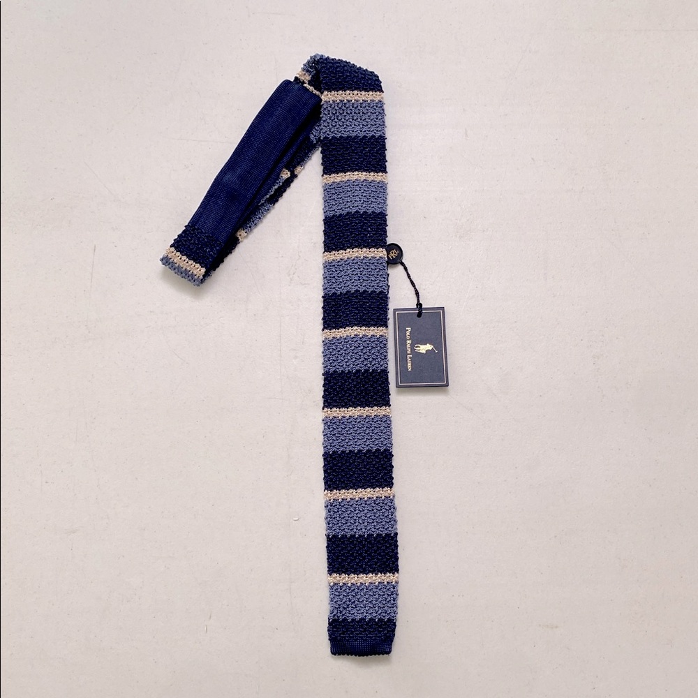 Polo Ralph Lauren Men's Navy Striped Silk Knit Tie
